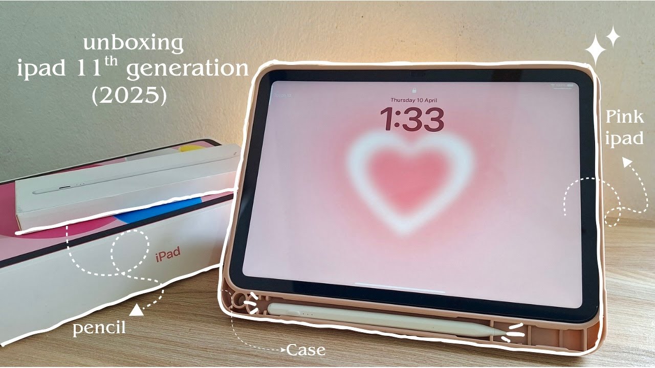 New ipad 11 gen 2025 (A16) in pink 256gb 🎀 accessories, apple pencil alternative, customization !