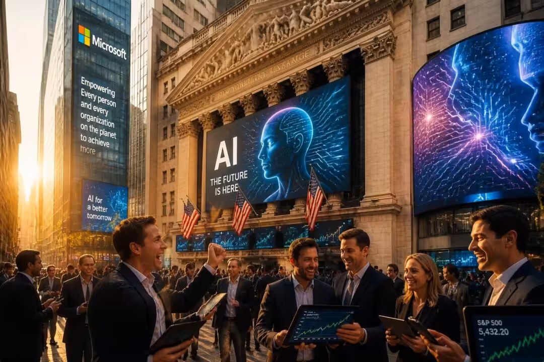 wall street débute en hausse, portée par les assurances de microsoft sur le futur prometteur de l'intelligence artificielle.