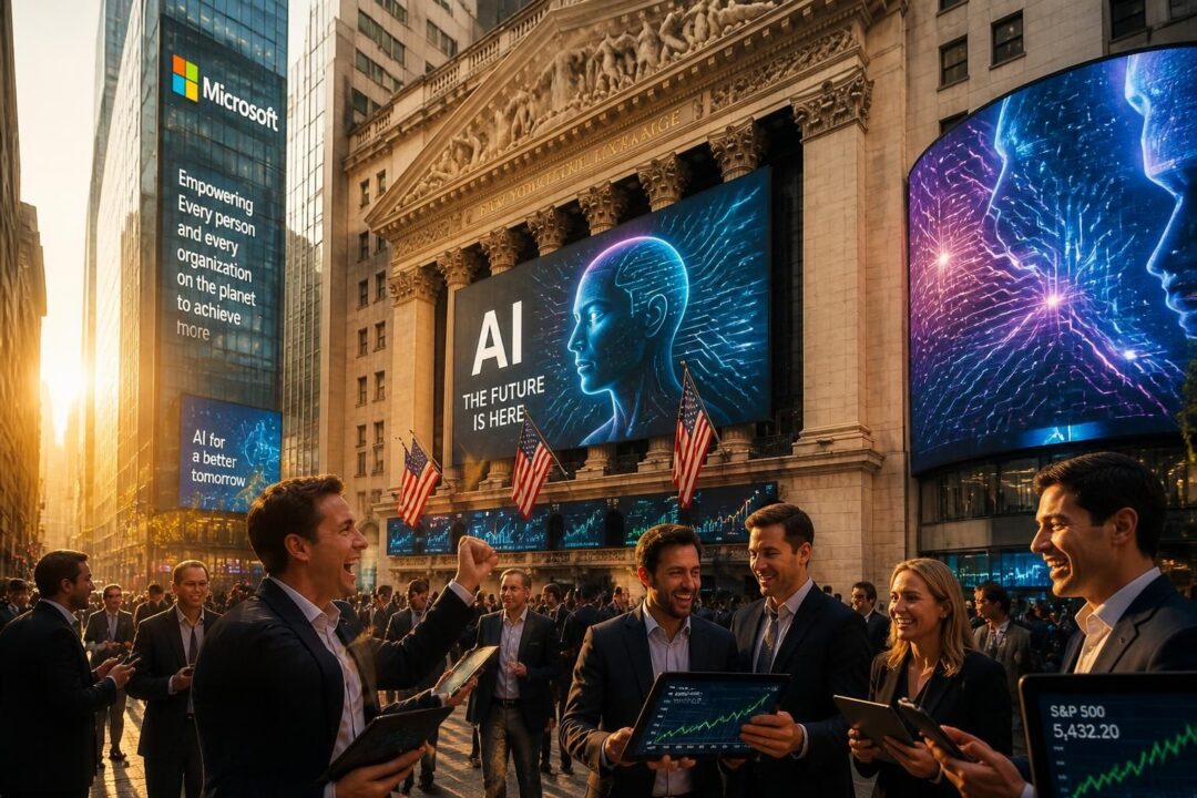 wall street débute en hausse, portée par les assurances de microsoft sur le futur prometteur de l'intelligence artificielle.