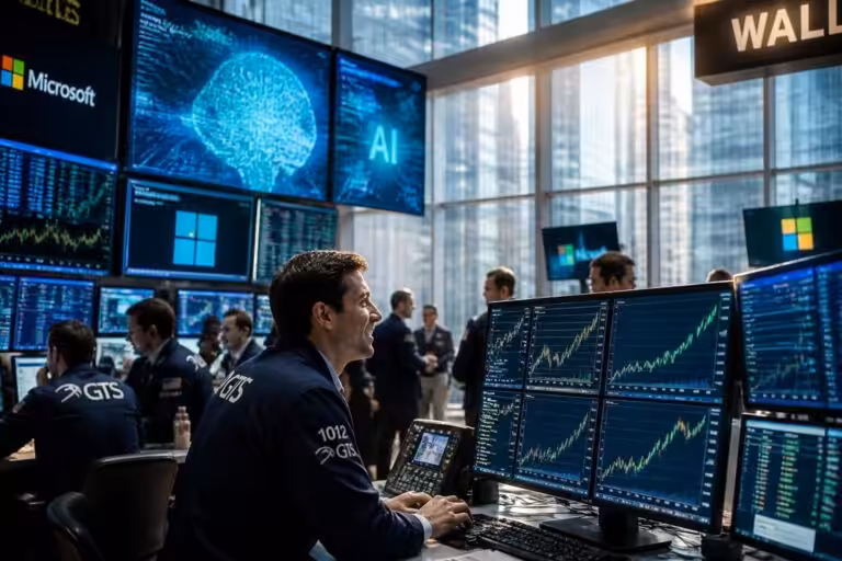 wall street ouvre en hausse grâce à l'optimisme suscité par microsoft, qui a apaisé les craintes liées à l'intelligence artificielle.